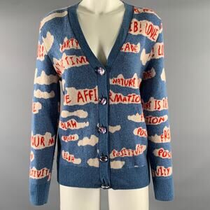 LIBERTINE Size S Light Blue Red Cashmere Cardigan